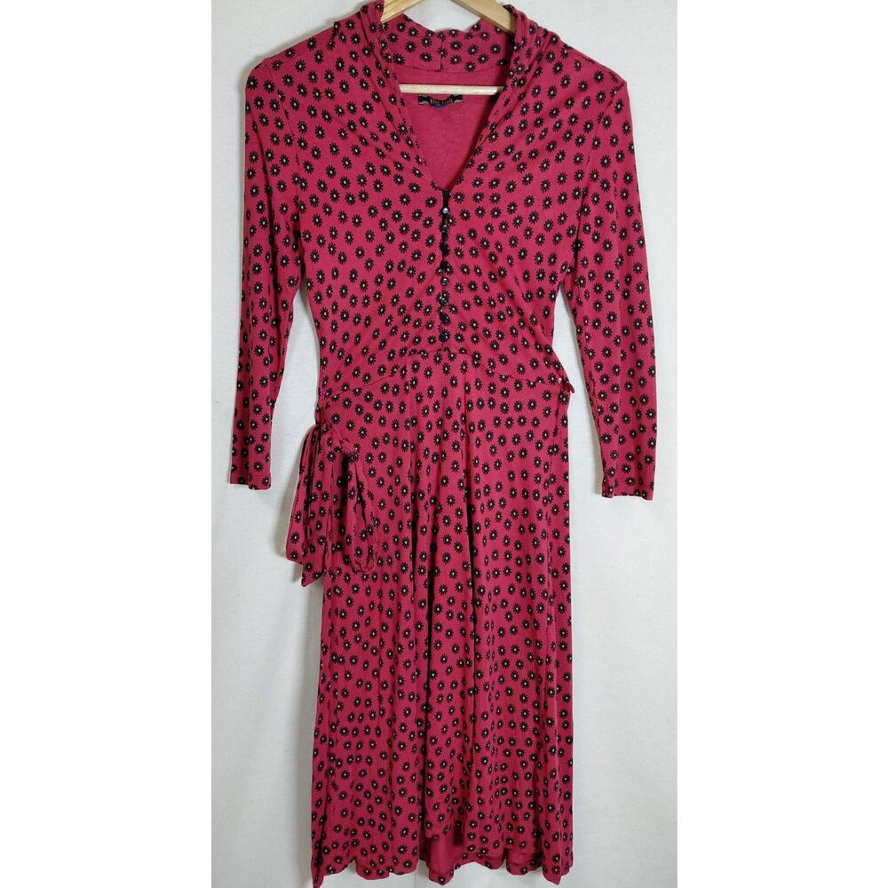 KING LOUIE Floral Print Dress Pink Knit Long Sleeve Size S